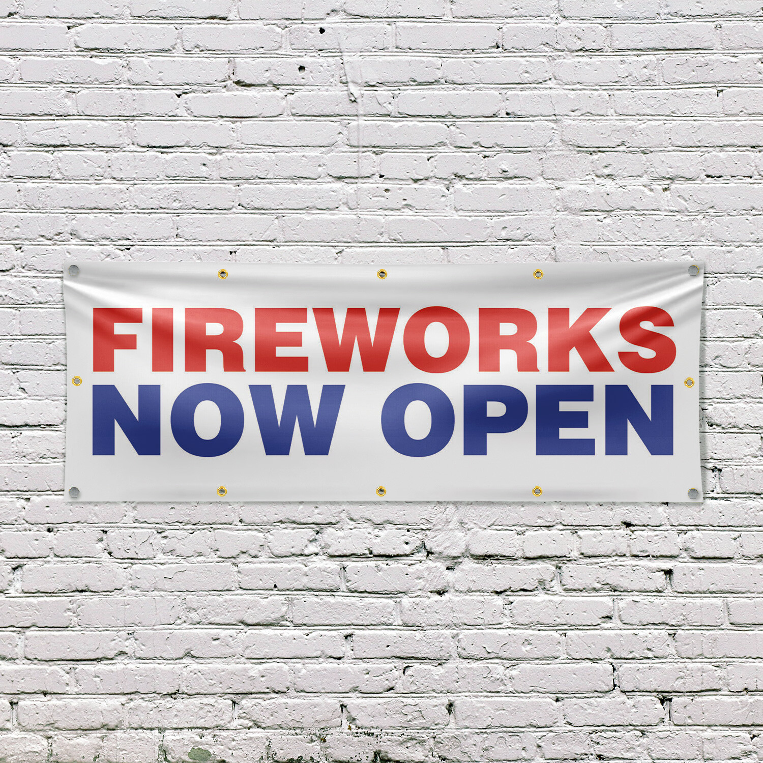 Fireworks Now Open Vinyl Banner Sign with Metal Grommets Heavy-Duty