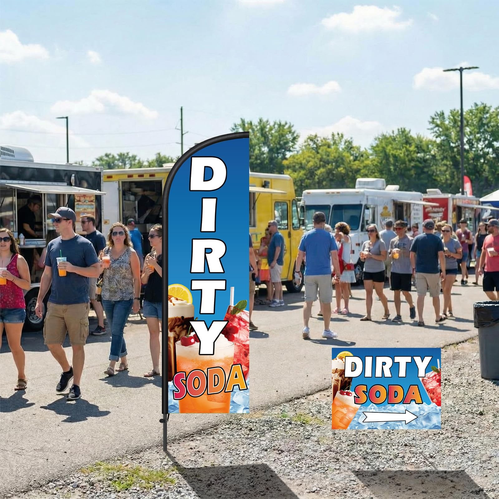 3 Pcs Dirty Soda Sign 1 Pcs 7 ft Dirty Soda Feather Flag with Pole Kit Yard S…