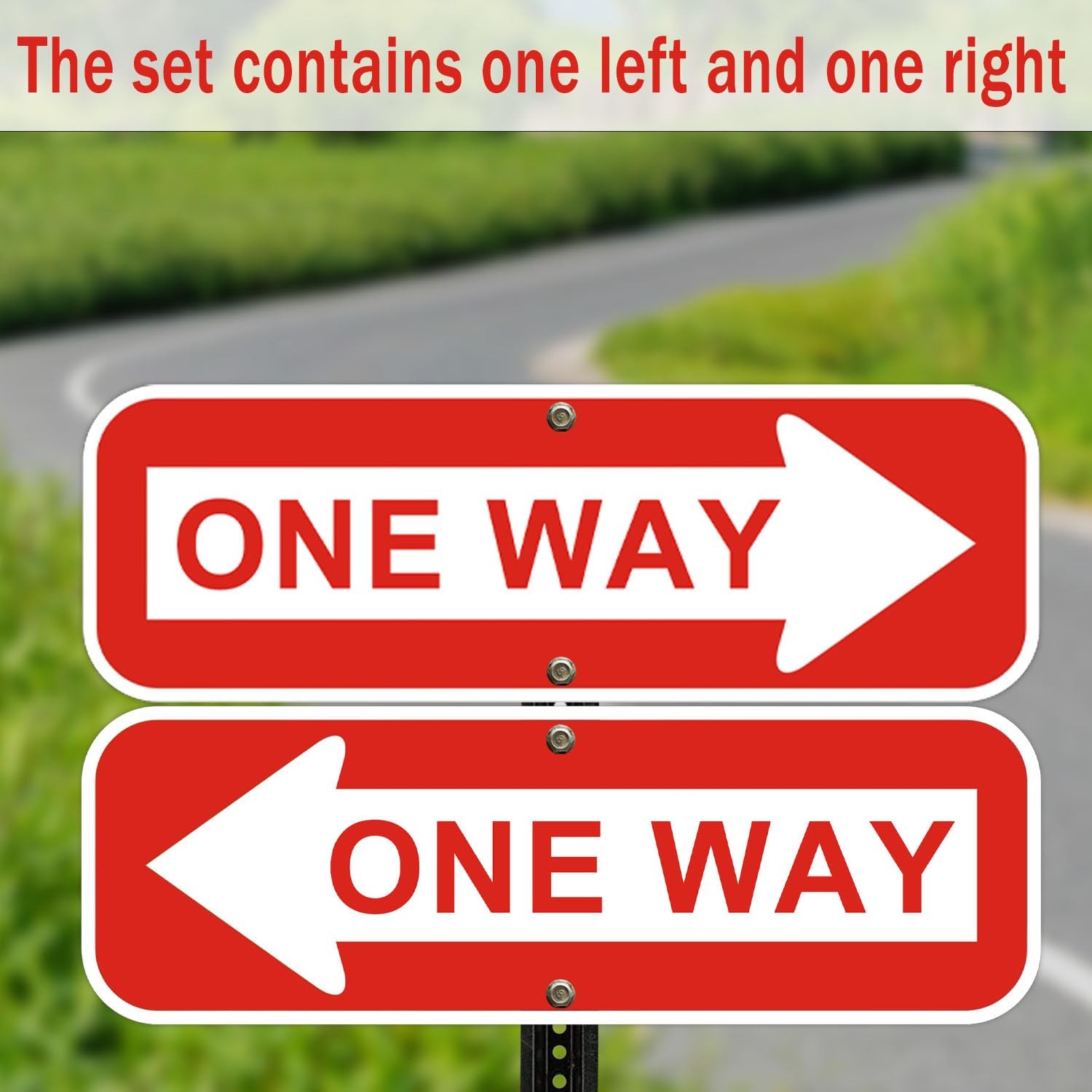 One Way Sign with Arrow, 18×6 Inches, Left and Right Direction, Red and White…
