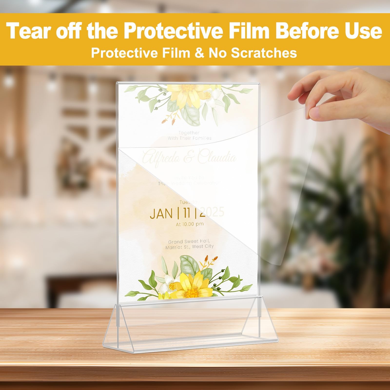 EHWINE 12 Pack Acrylic Sign Holder 4 x 6, Double Sided Clear Picture