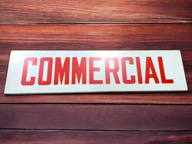 Vintage COMMERCIAL Real Estate Advertising Wood Sign 24×6 2-Sided Large Rider