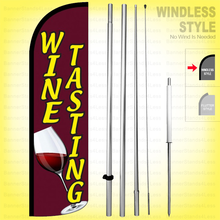 WINE TASTING – Windless Swooper Flag Kit 15&prime; Feather Banner Sign rq-h