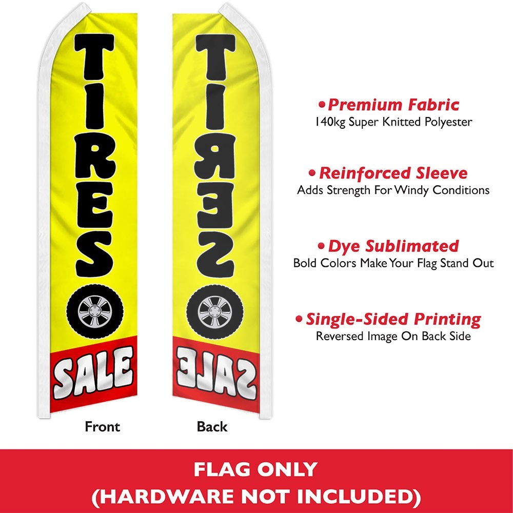 Tires Sale (Red & Yellow) Swooper Advertising Banner Flag for Auto Tire Shops