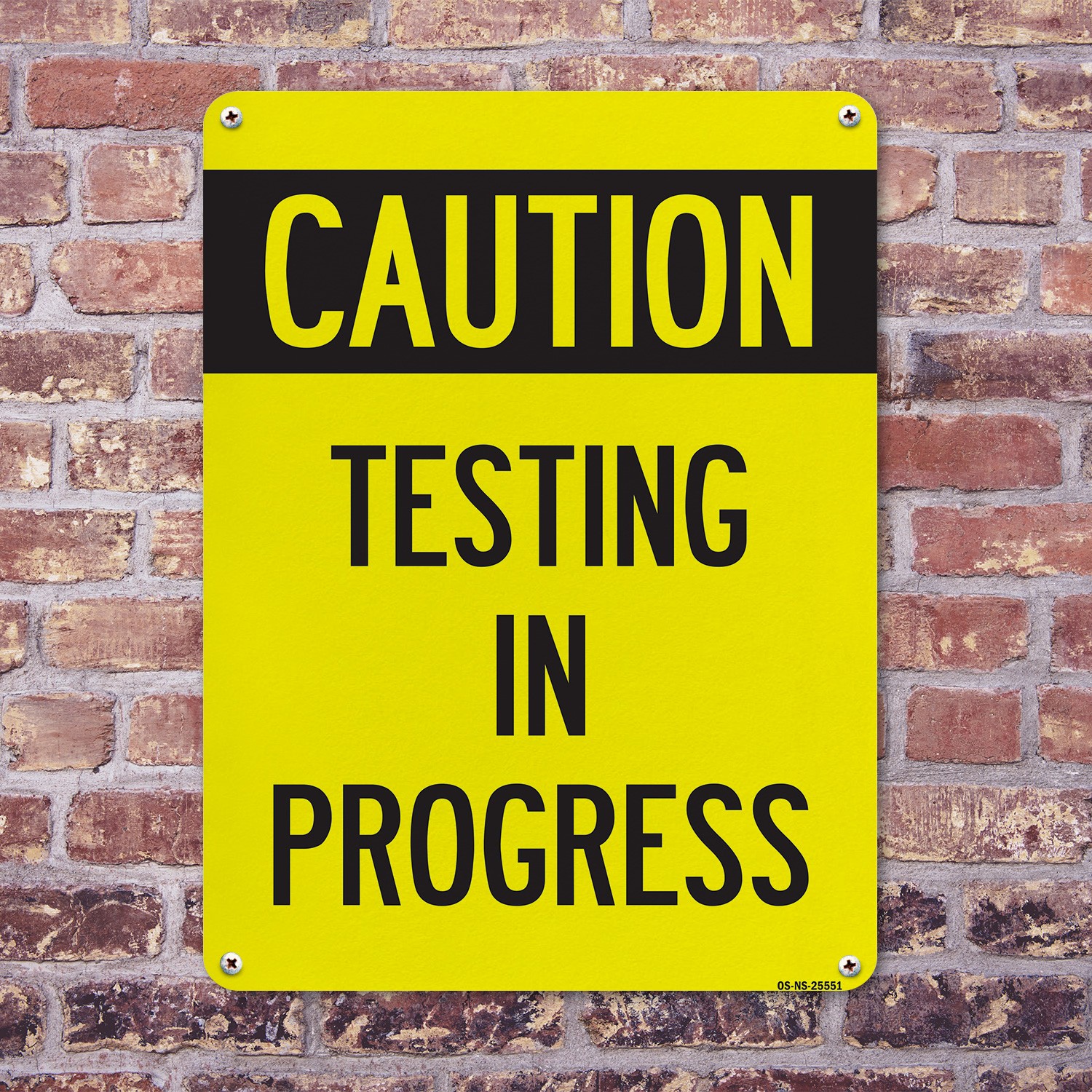 Caution Testing In Progress Public Safety Sign Metal Plastic, Decal 5 or 10 Pack