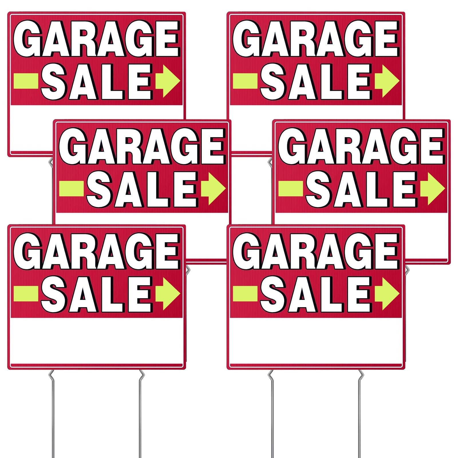 Garage Sale Signs, 17&Prime; x 13&Prime;, 6 Pcs Double Side Garage Sale Sign with Stakes …