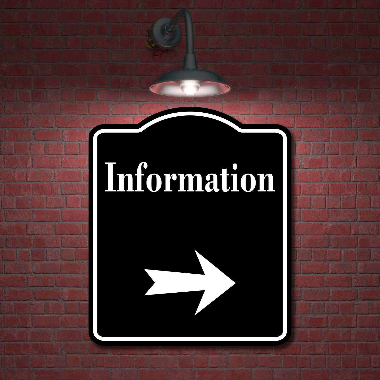 Information Right Arrow BLACK Aluminum Composite Sign