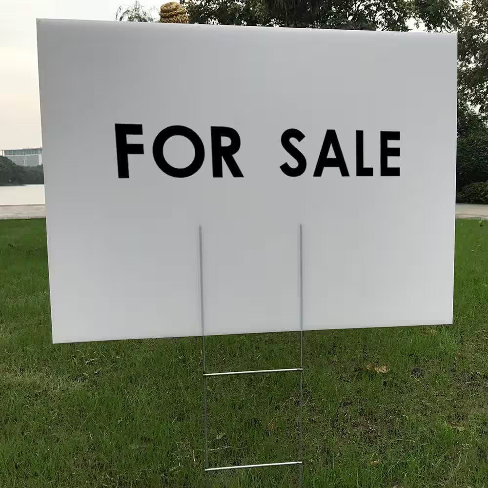 24 In. X 18 In. White Corrugated Plastic Signs with H-Stakes, 6-Pack