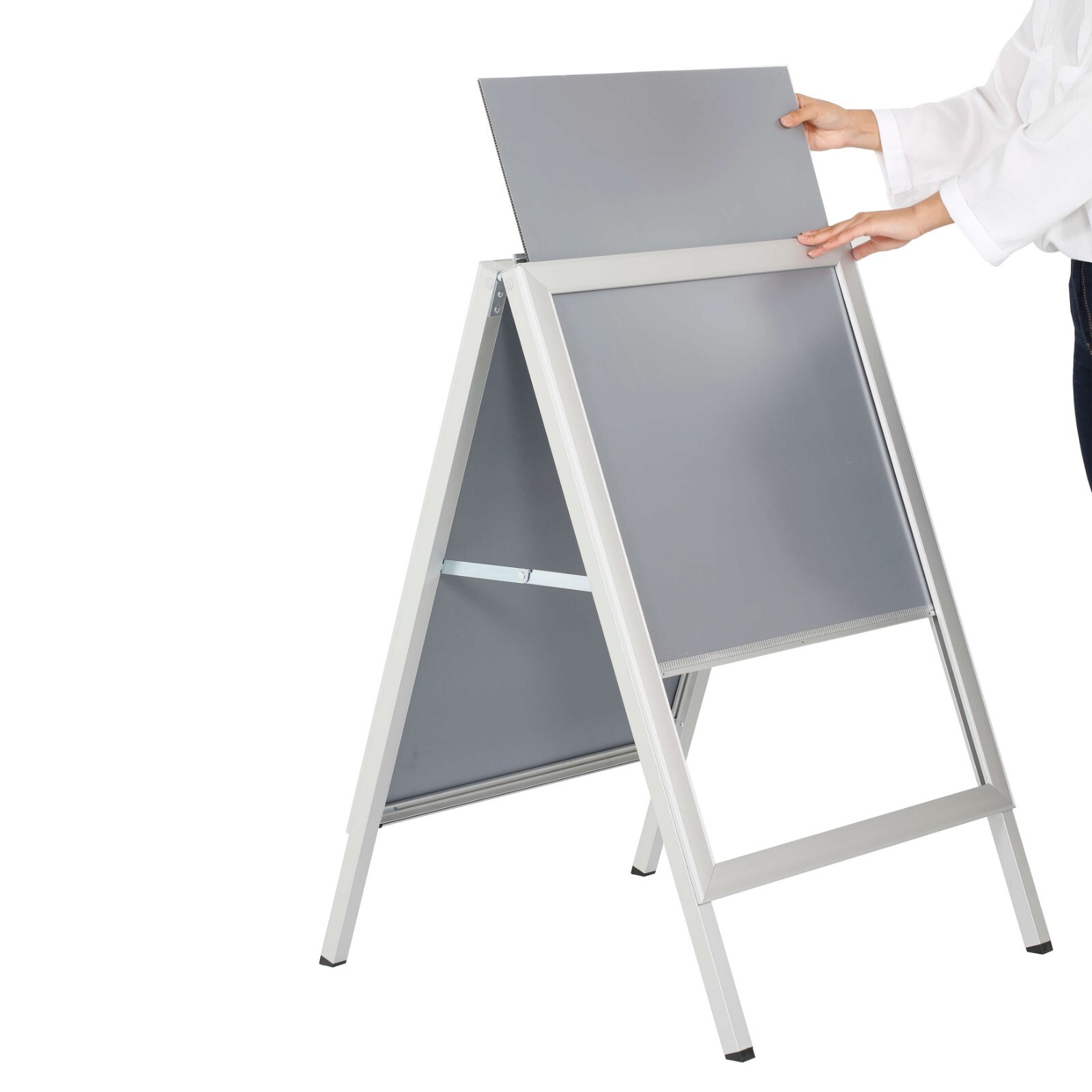 Slide-in A Frame Menu Double Sided Display Board 22×28&Prime; Sidewalk Sign Silver