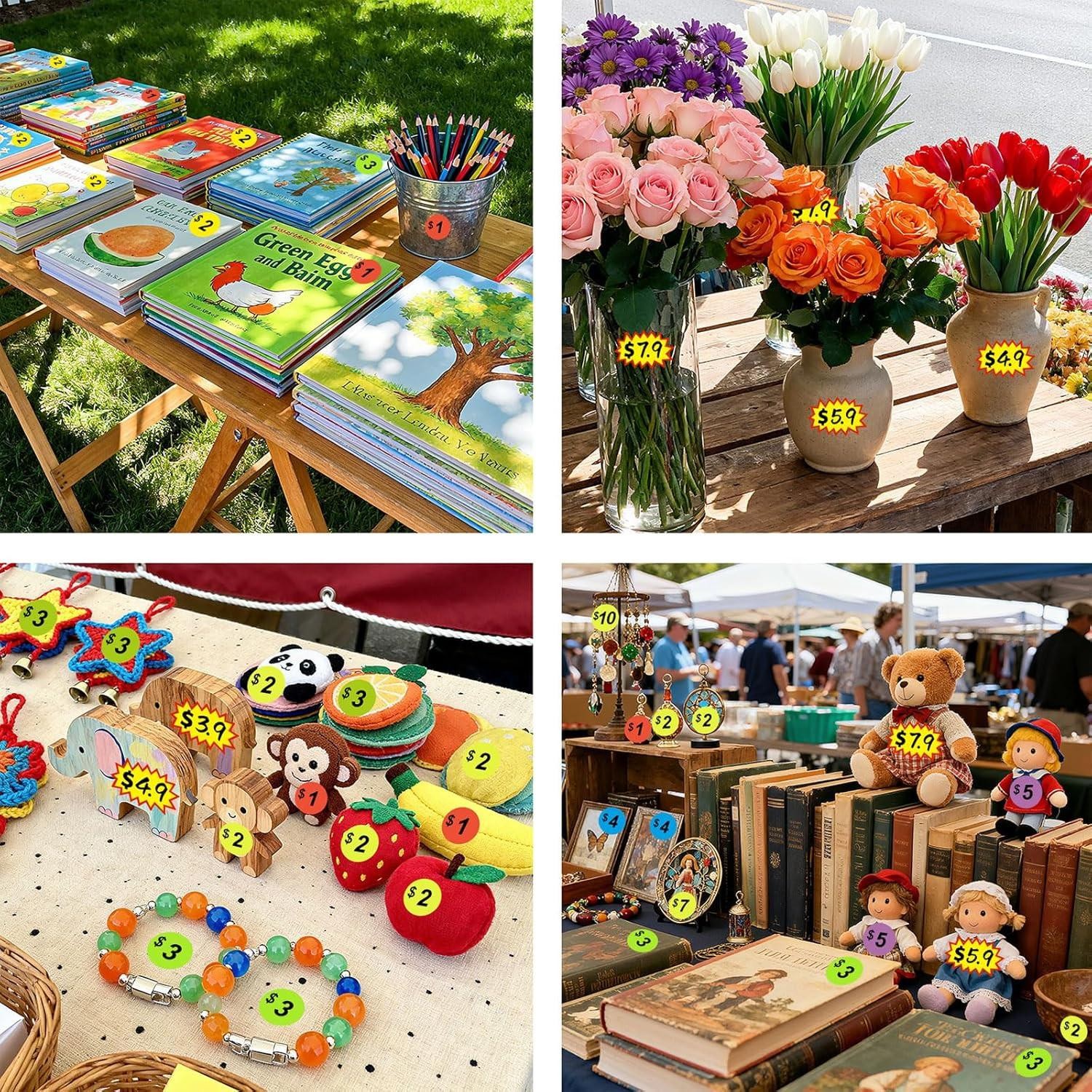 1560 Pcs Removable Garage Sale Price Stickers, 1400pcs 3/4&Prime; Yard Sale Price