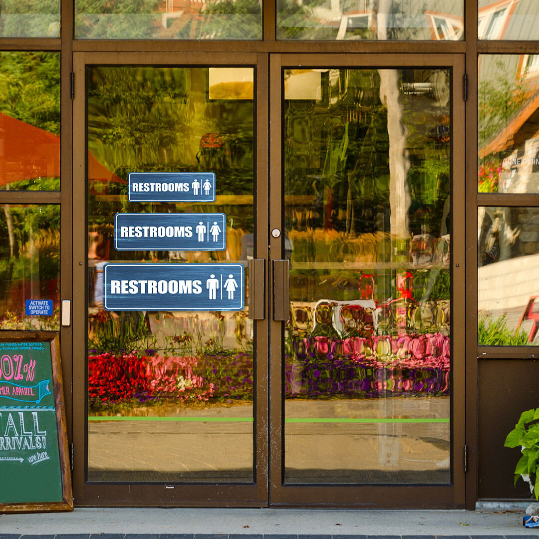 Standard Plus Restrooms Wall or Door Sign | Office Public Signage