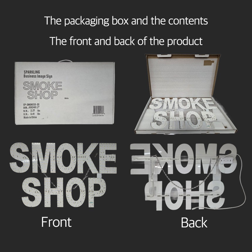 EPL Signs SMOKE SHOP White LED Sign Business 15&Prime;x24&Prime; Remote 3G Sparkling Mode