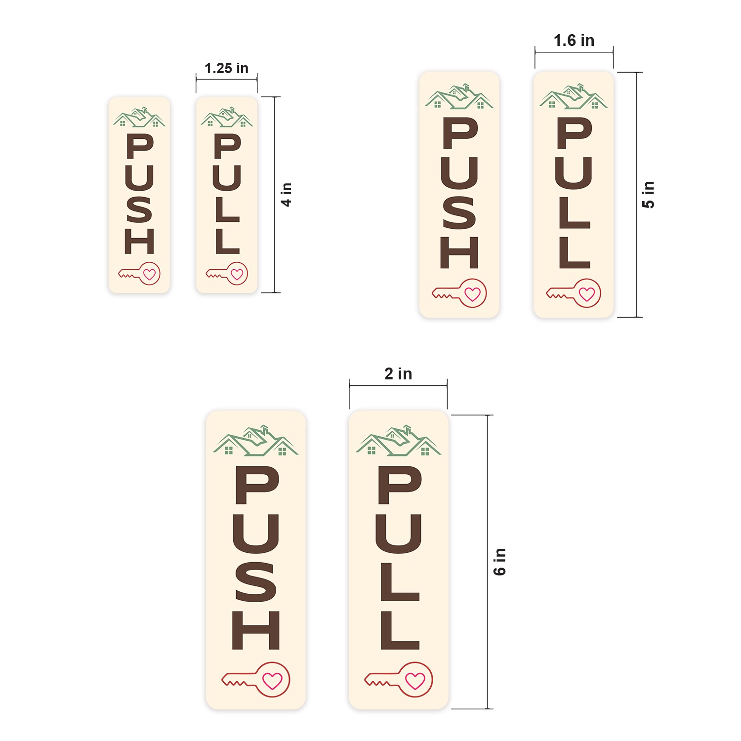 Signs ByLITA Vertical Push and Pull Door Signs (Realtor Office Key Design)