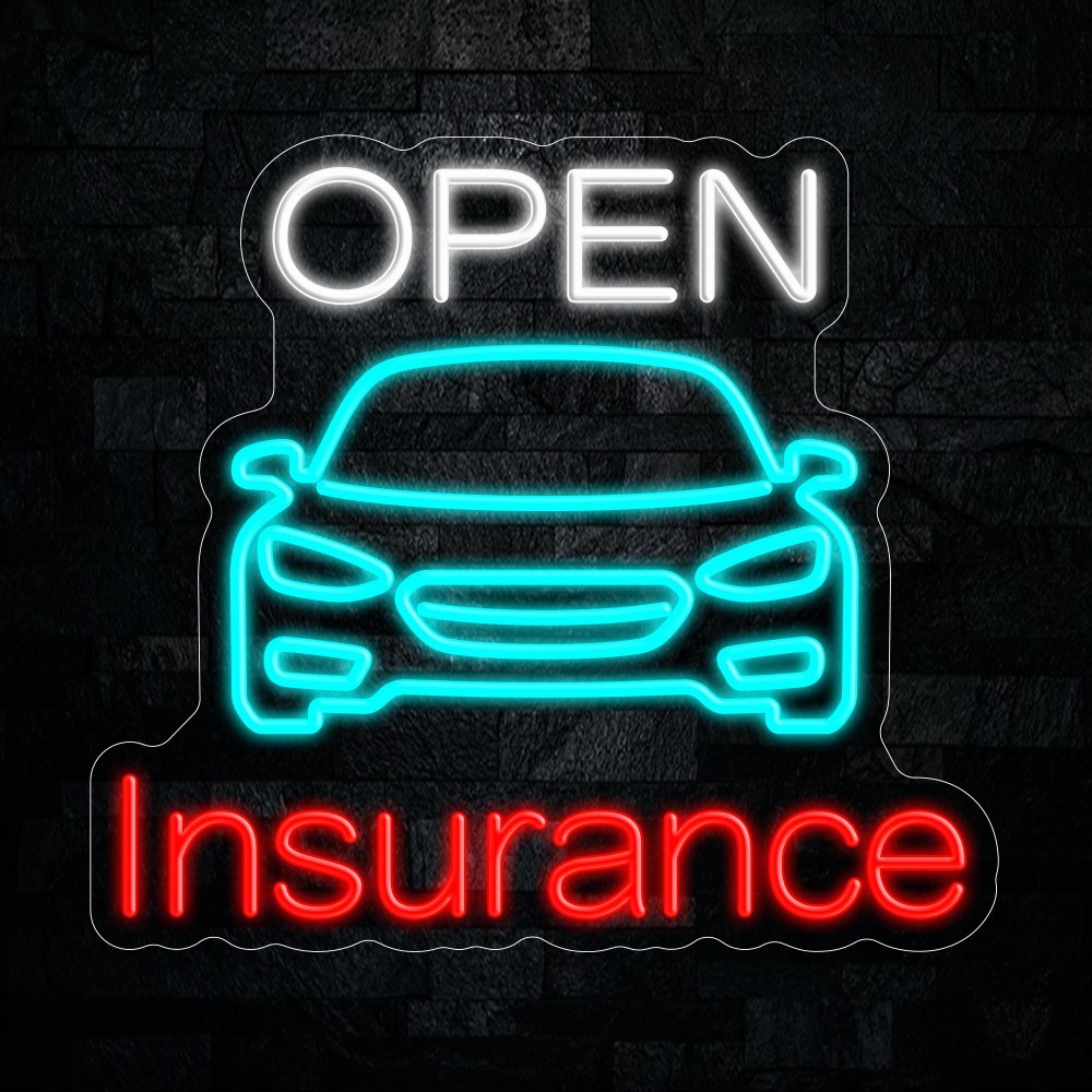 Auto Insurance OPEN LED Neon Sign 20&Prime;L x 18&Prime;H #25170
