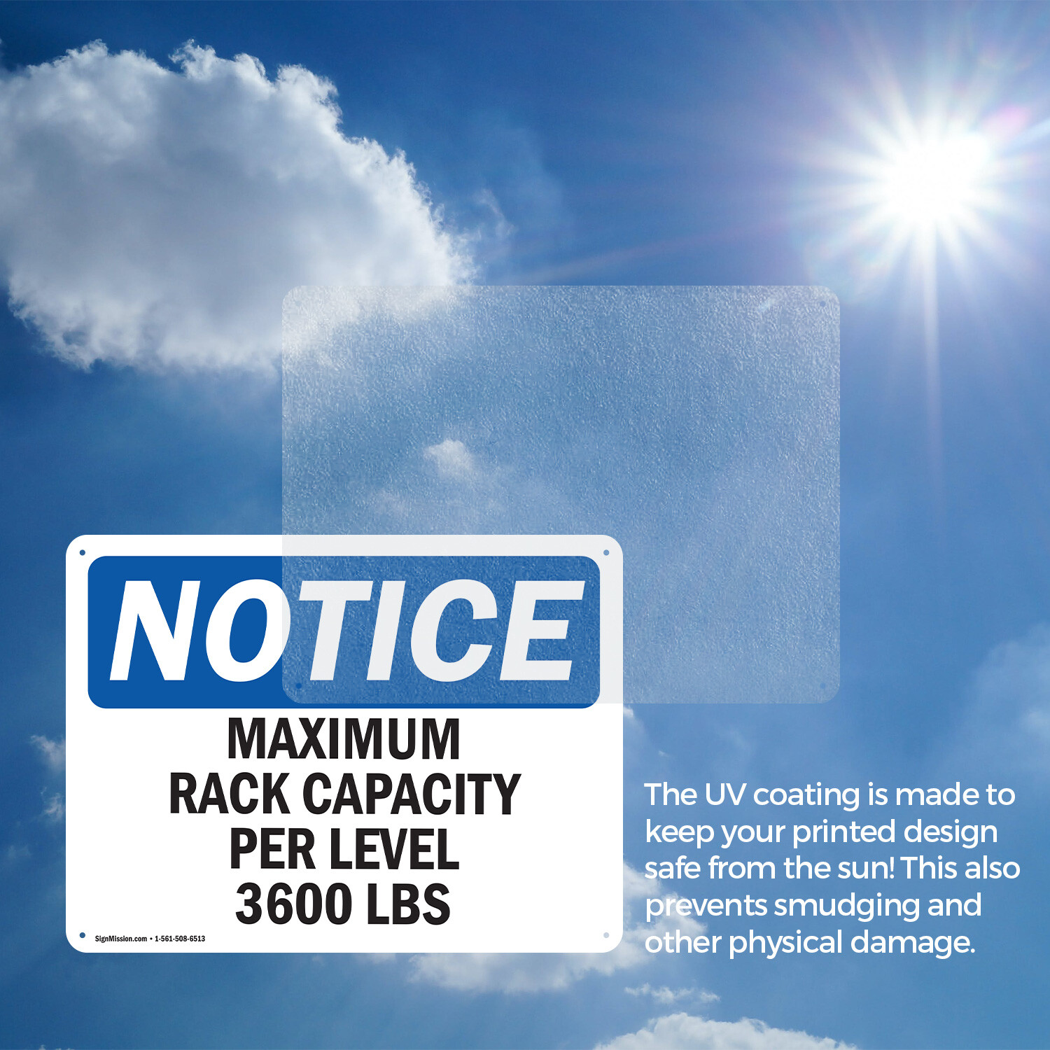 (2 Pack) Maximum Rack Capacity Per Level 3600 Lbs OSHA Notice Sign Decal Metal