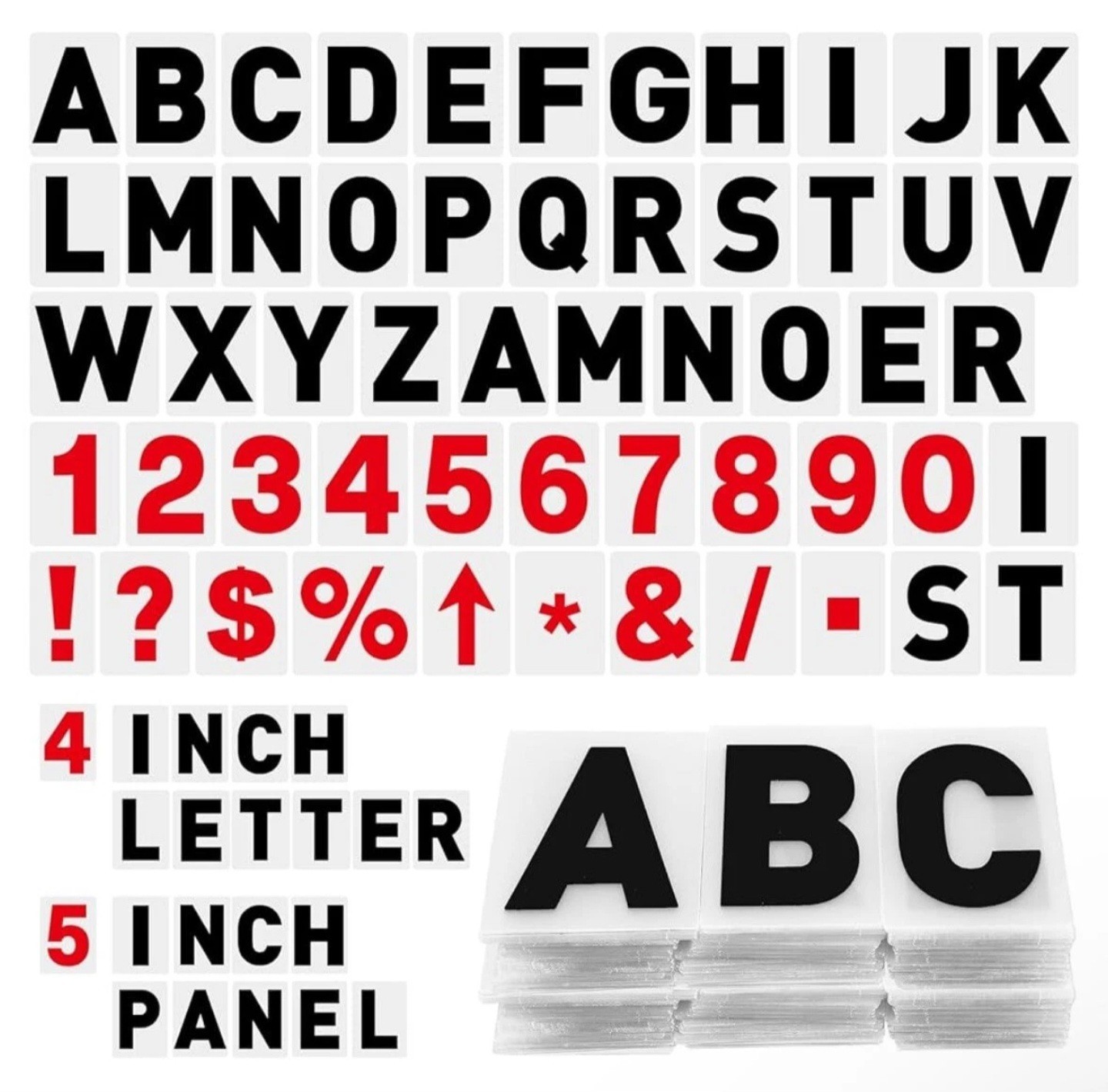LEINOSEN 300 PCS SIGN LETTER PRINTED ON MARQUEE FLEXIBLE OUTDOOR BLACK 8&Prime; & 9&Prime;