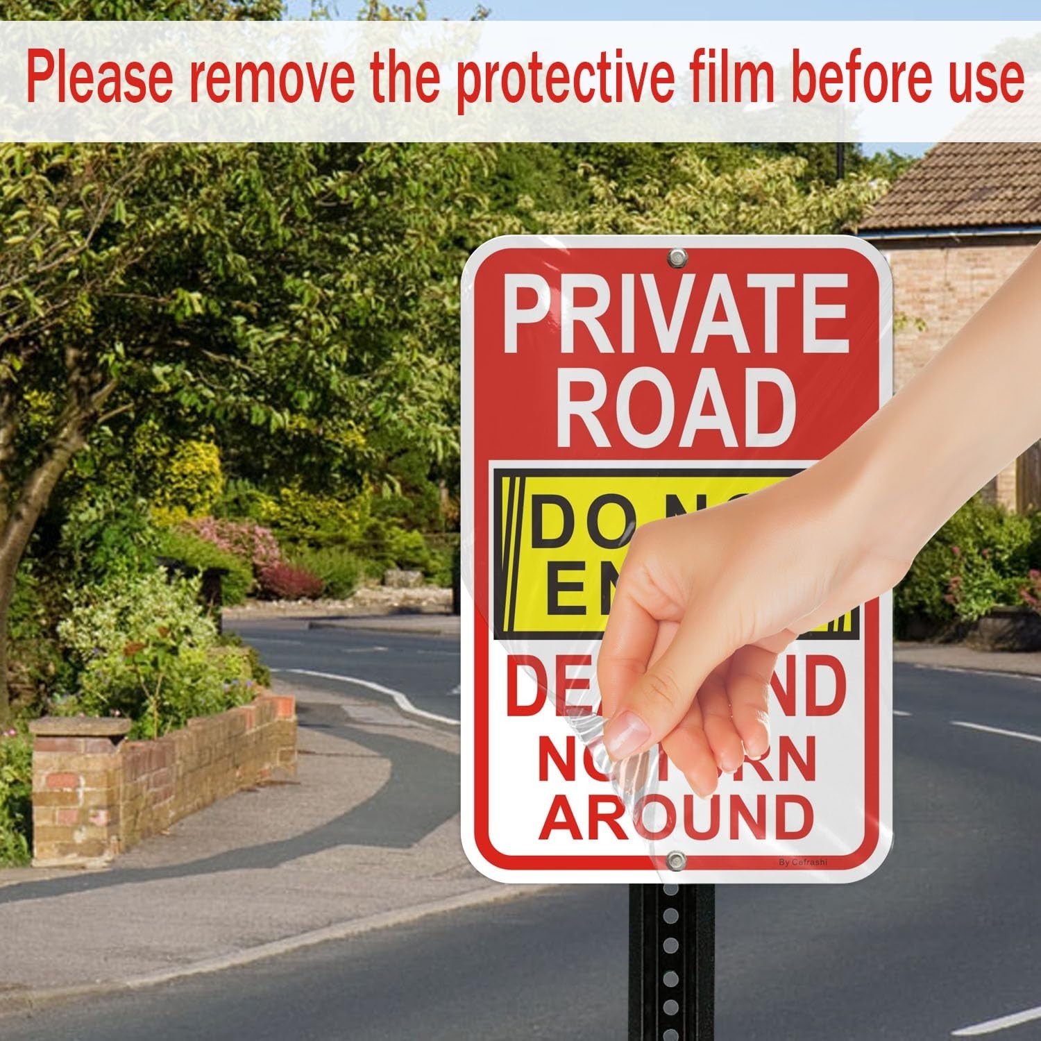2 Pack Reflective Aluminum No Turn Around Sign, 18&Prime; x 12&Prime;, Dead End Do Not Enter