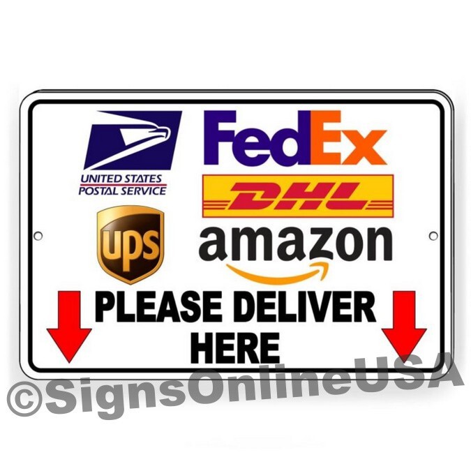 Delivery Instructions Please Deliver Here Sign METAL Leave Packages decal SI086