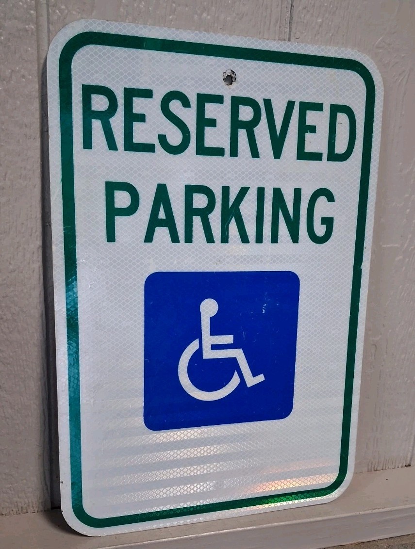 Reflective Handicap Parking Sign Aluminum 12×18 ADA Weatherproof Outdoor Used