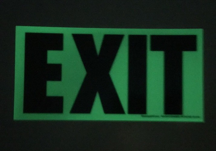 PHOTOLUMINES EXIT DOOR EGRESS SIGN. ALUMINUM 4 3/4 -9 1/2” GS4688ES GLOWSCAPE