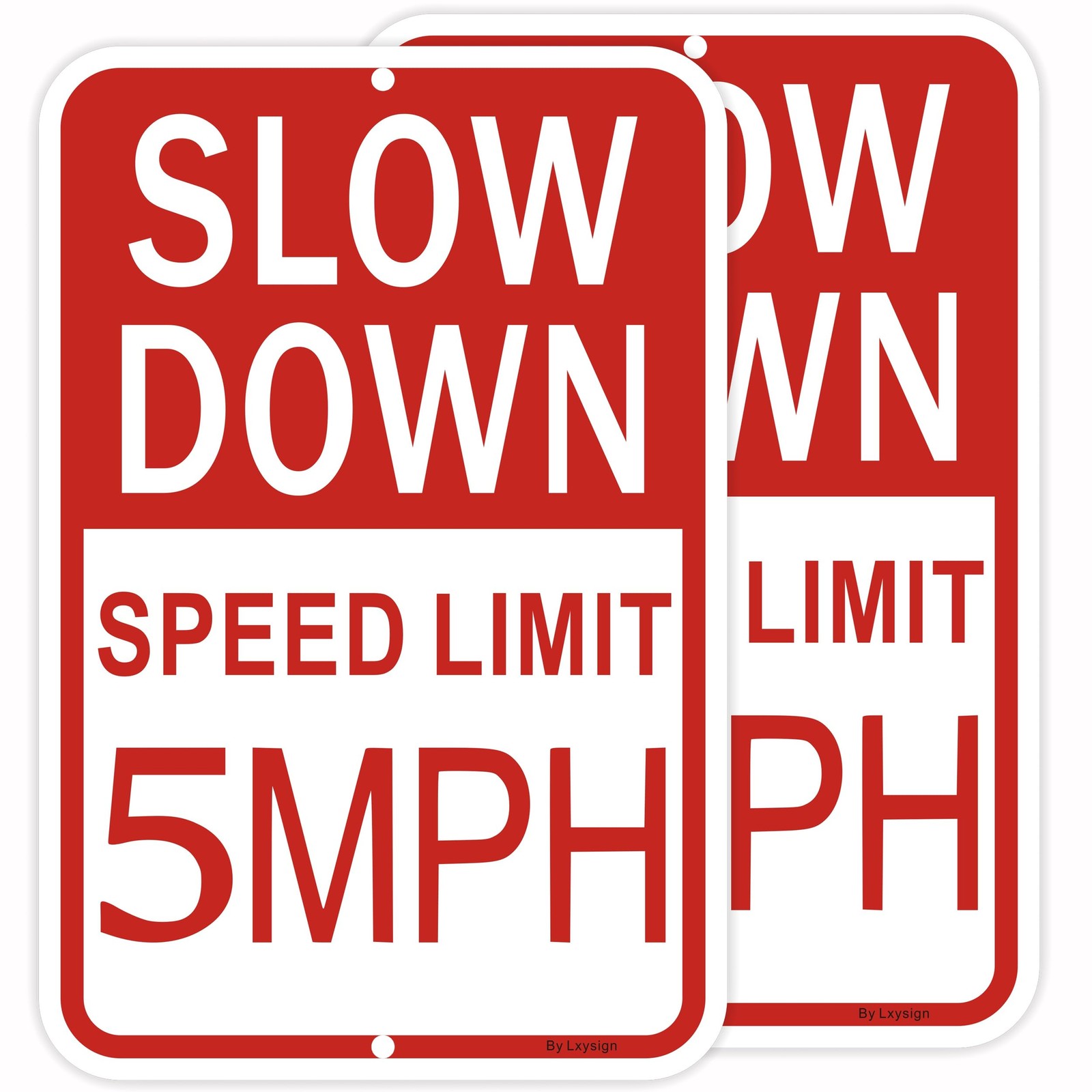 2 Pack 18×12 Inch Slow Down Speed Limit 5MPH Sign Heavy Duty Aluminum Metal Sign