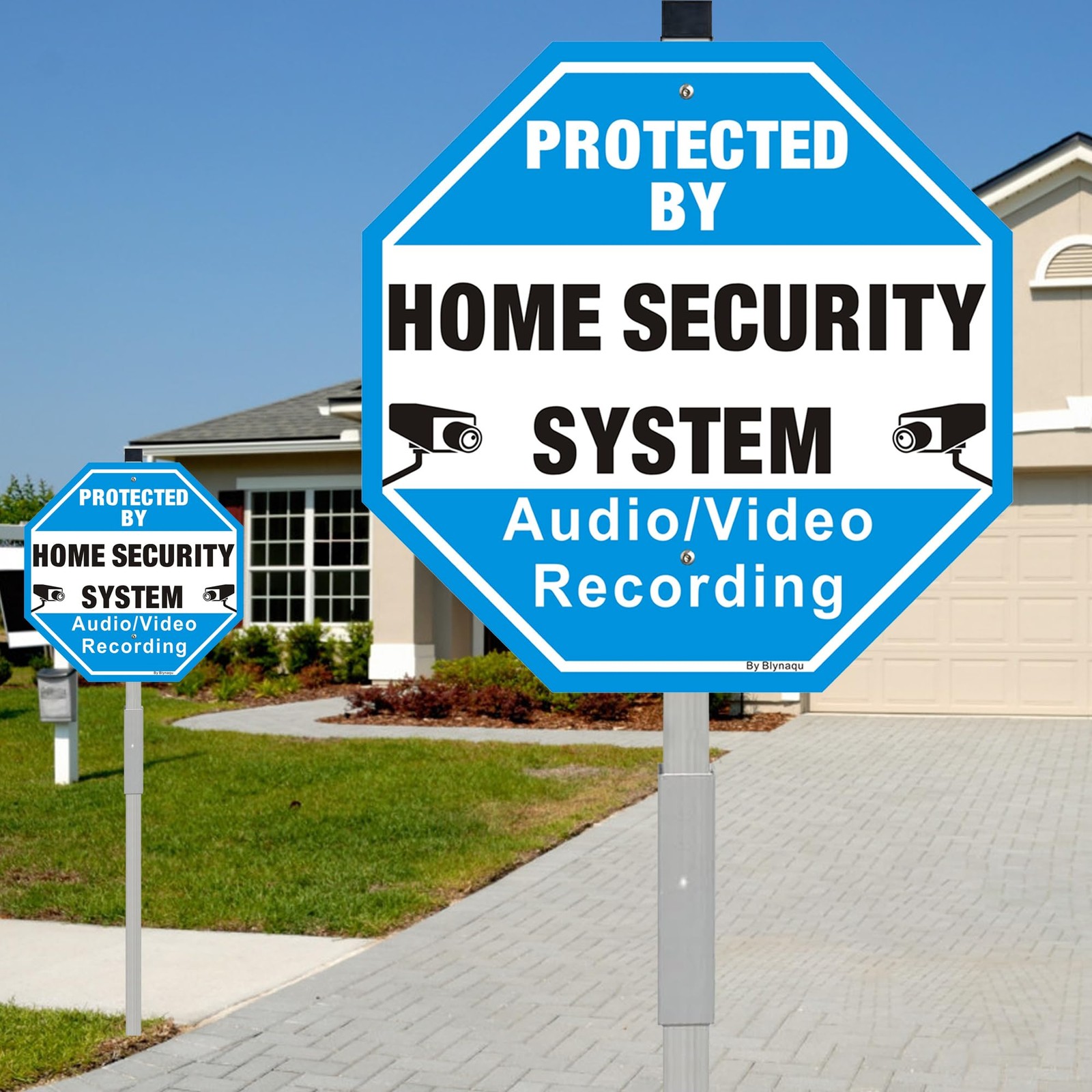 Blynaqu 2Pack Protected By Home Security System Signs 36 Alloy Stakes 12 X 12