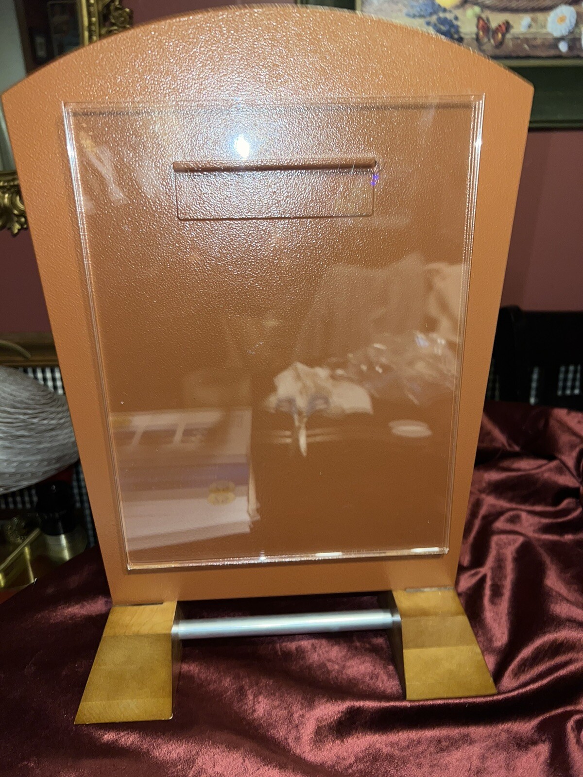 2 SIDED Acrylic Display SIGN Transparent Countertop Metal, Wood Heavy!