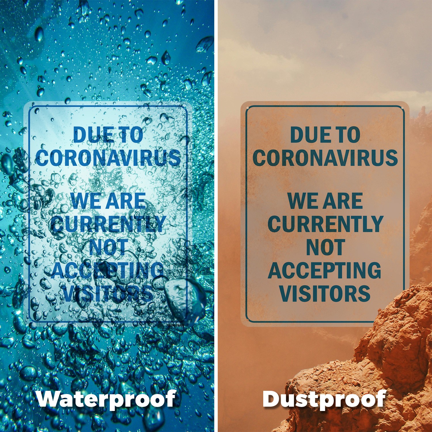 Due To Coronavirus We Are Not Accepting Visitors Public Safety Sign 5/10 Pack