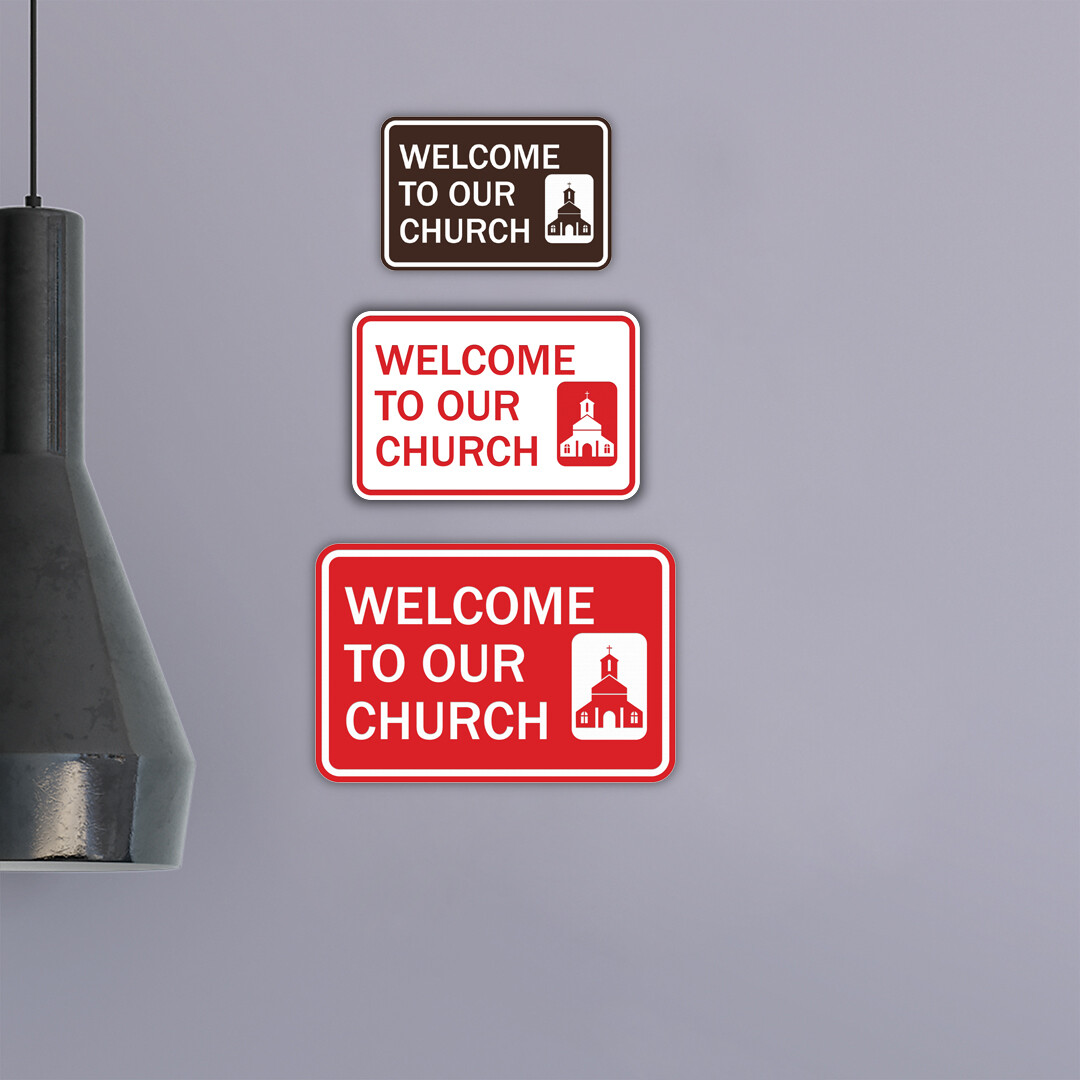 Classic Framed Welcome to Our Church Wall or Door Sign