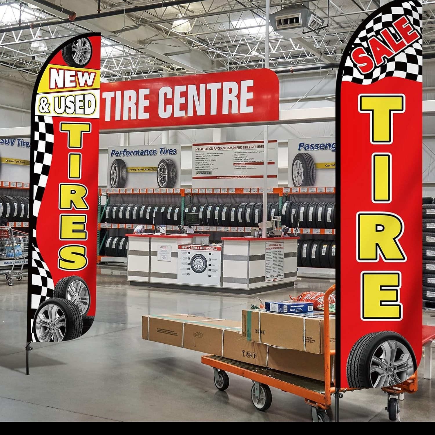 Hunnmingre 2 Pack 12 Feet Tire Sale King Flags New and Use Tires Shop Feather…