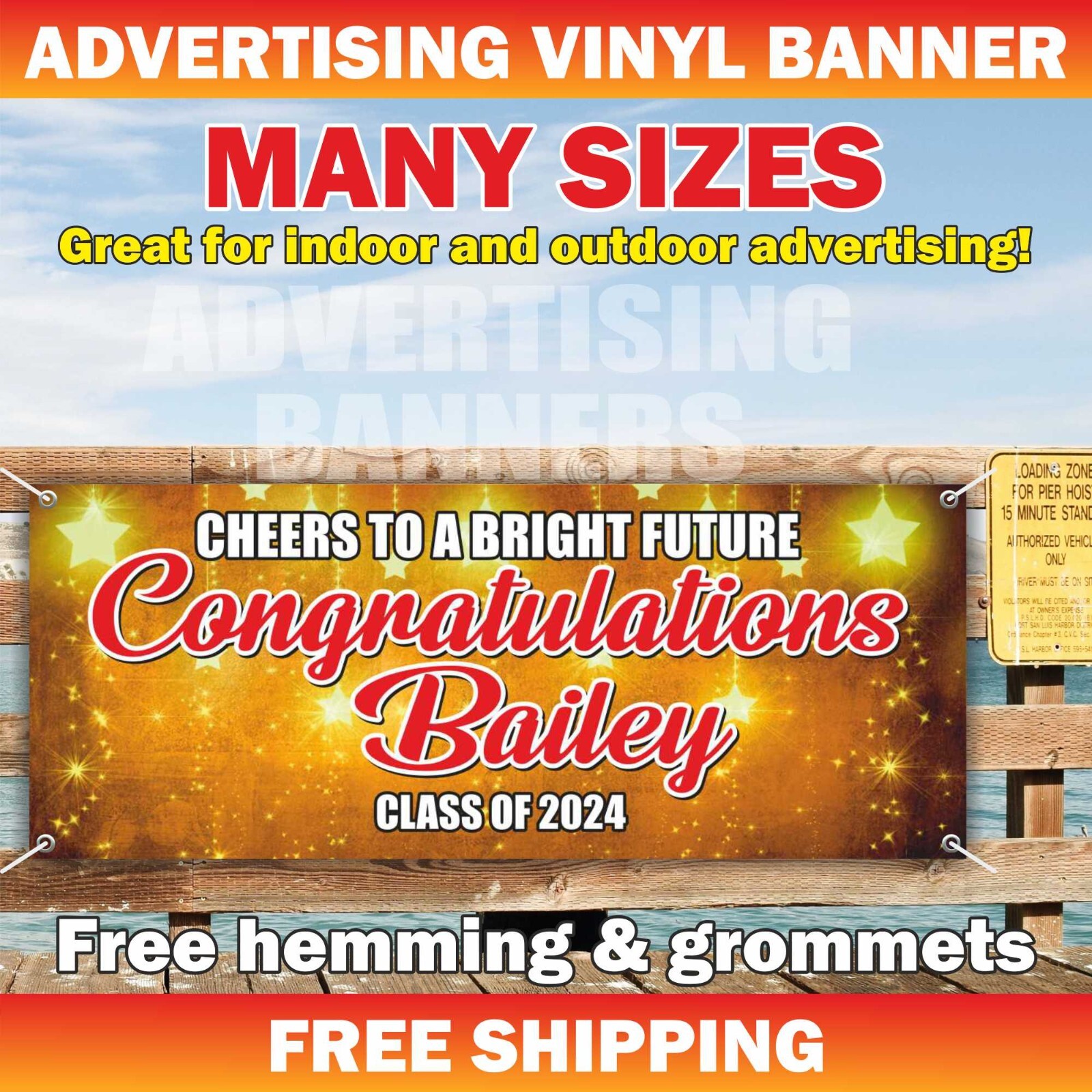 CLASS OF 2024 Advertising Banner Vinyl Mesh Sign School University Graduation