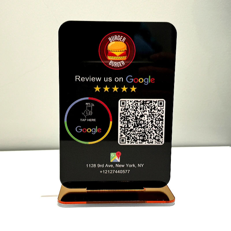 Google Review Sign Custom QR Code Scanning NFC Plate Stand Business LOGO Signs