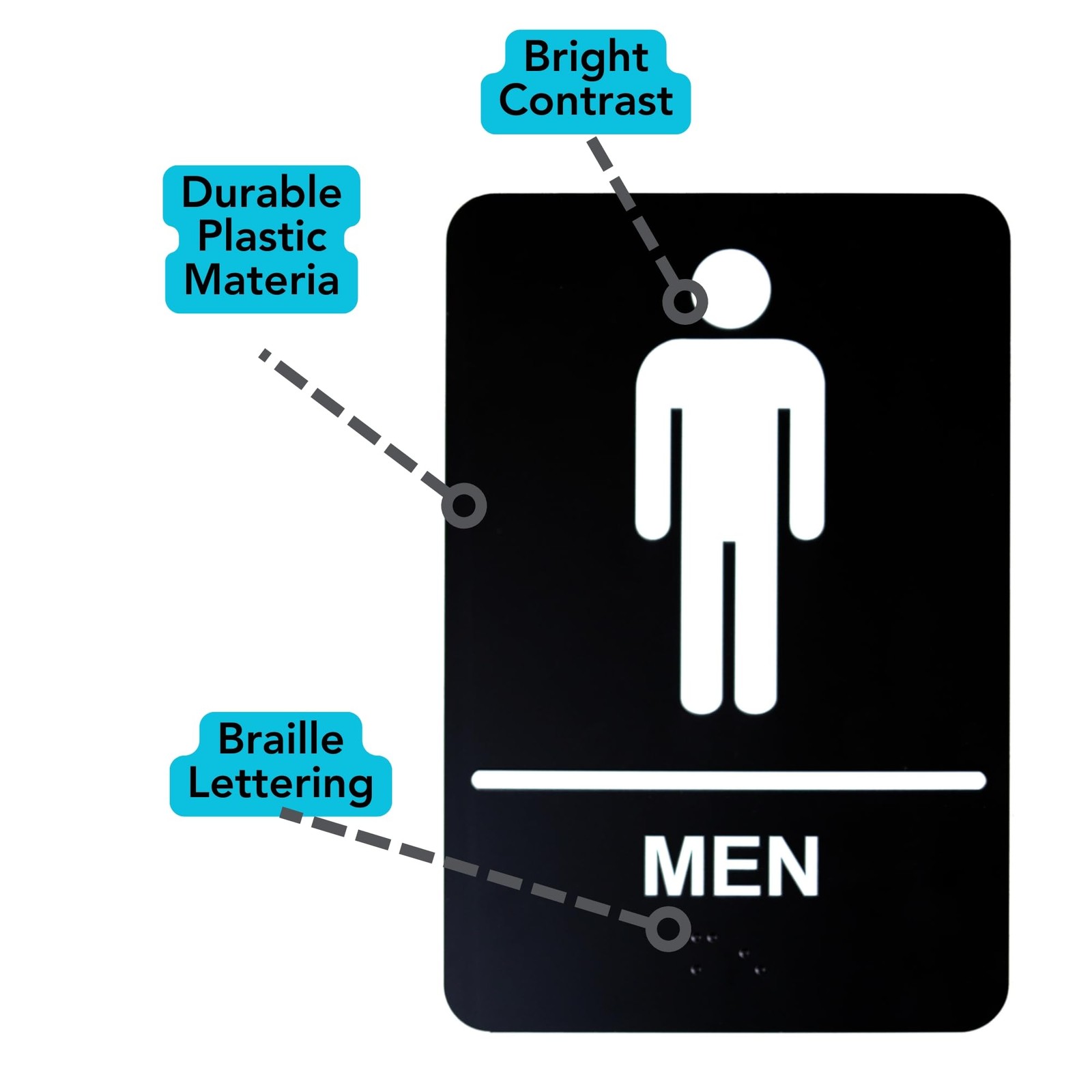 2-Pack 6×9-inch Mens Womens Bathroom Signs ADA Compliant with Braille