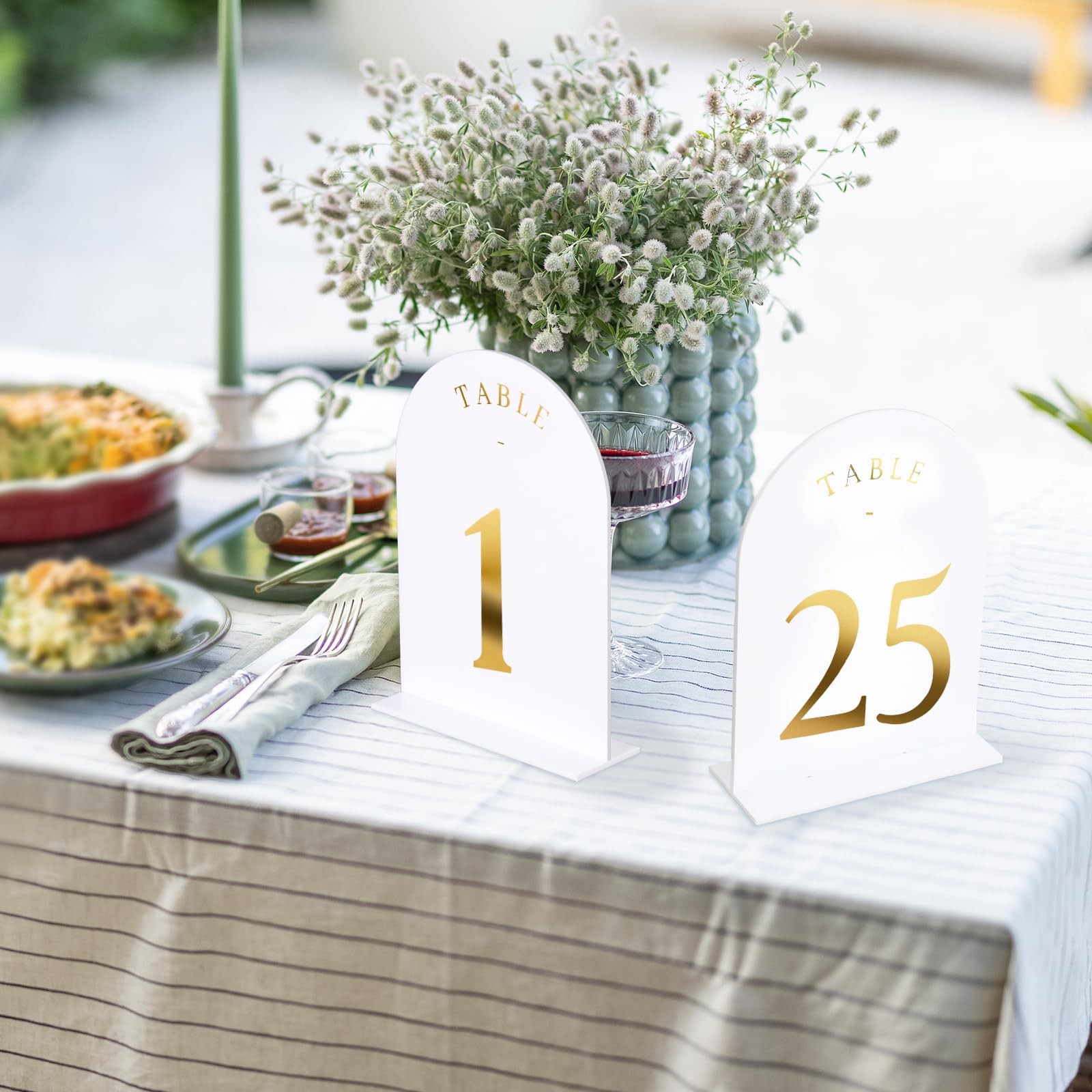 White Acrylic Wedding Table Number 110 DoubleSided Gold Foil 5×7 Inch