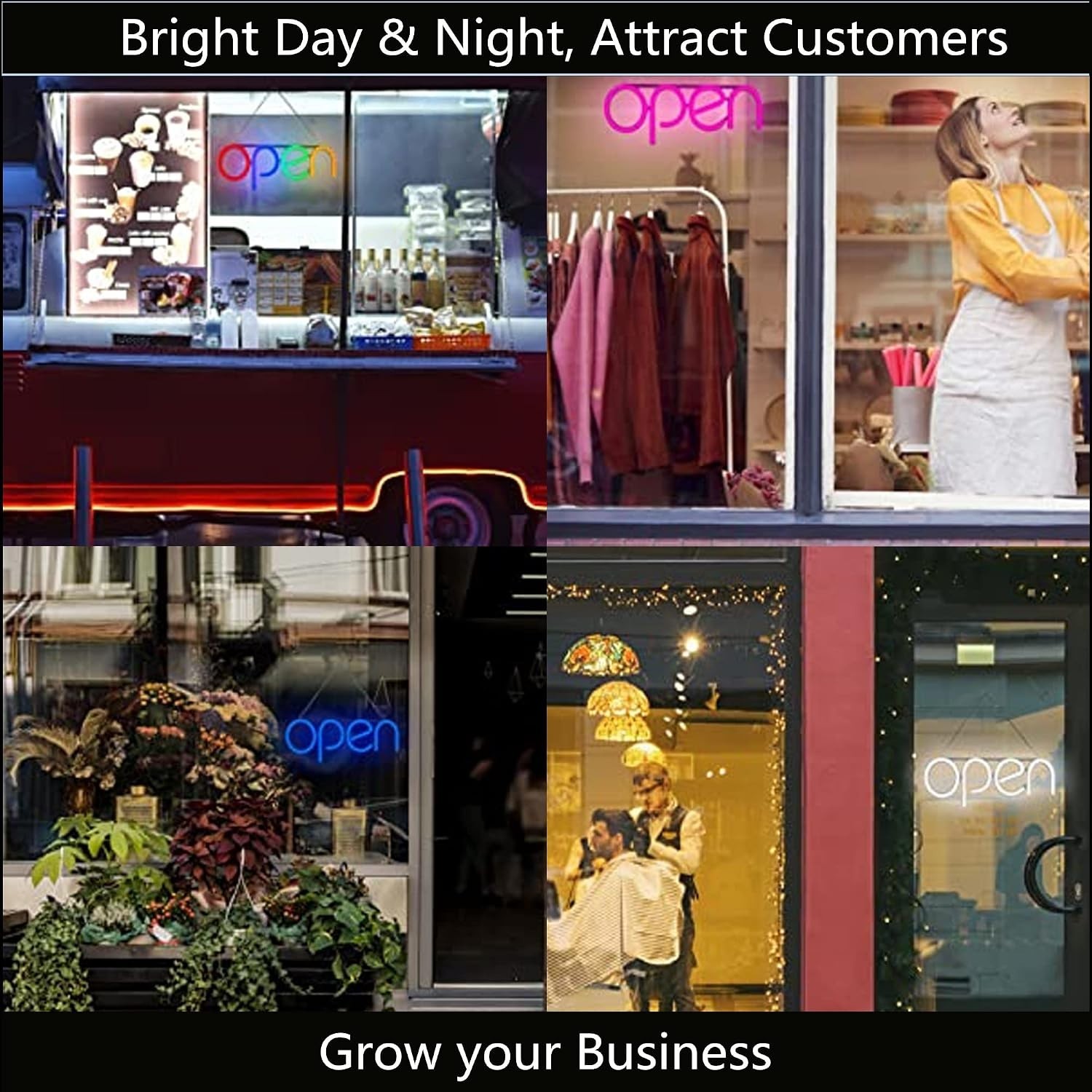 LED Open Sign,16×6 inch Open Signs for Business Window,With multiple flashing…