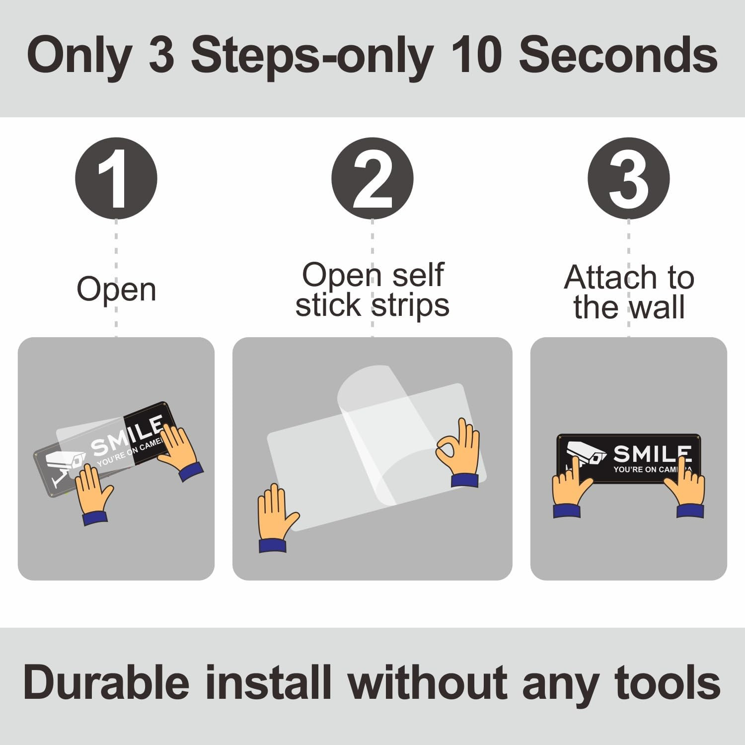Smile Your on Camera Signs 4 Pack 9&Prime; X 3.1&Prime; Acrylic Camera Signs for Home Securi