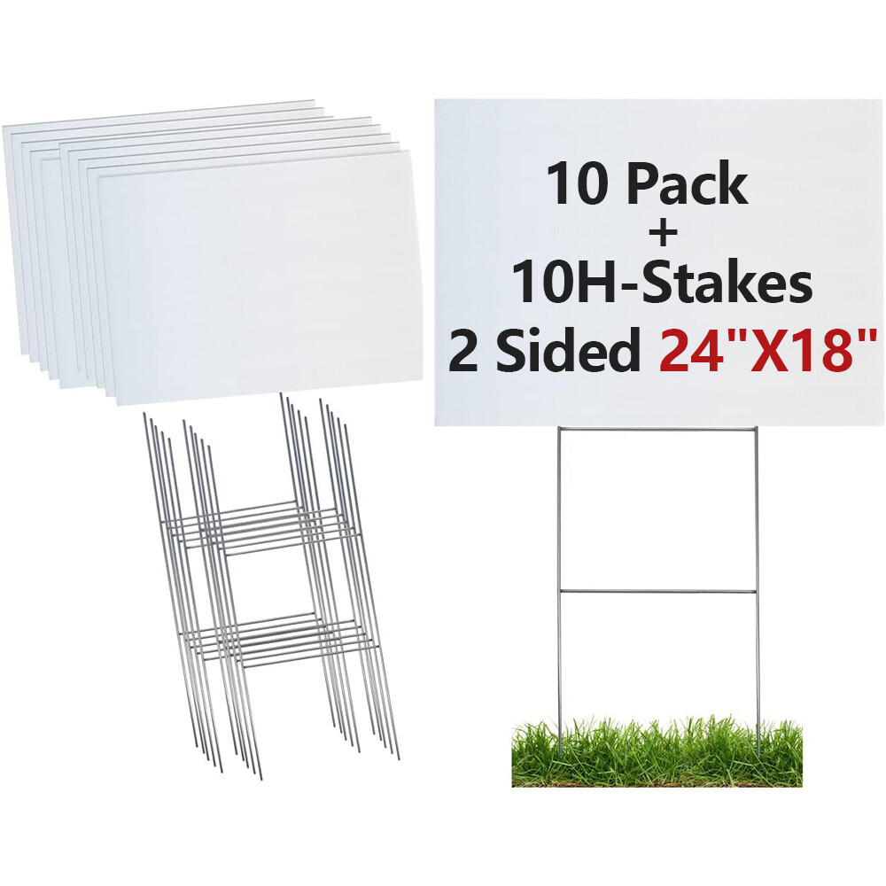 10 White Signs Blank 18&Prime; X 24&Prime; X 4 MM Corrugated Plastic Bundles Of 10 Pack