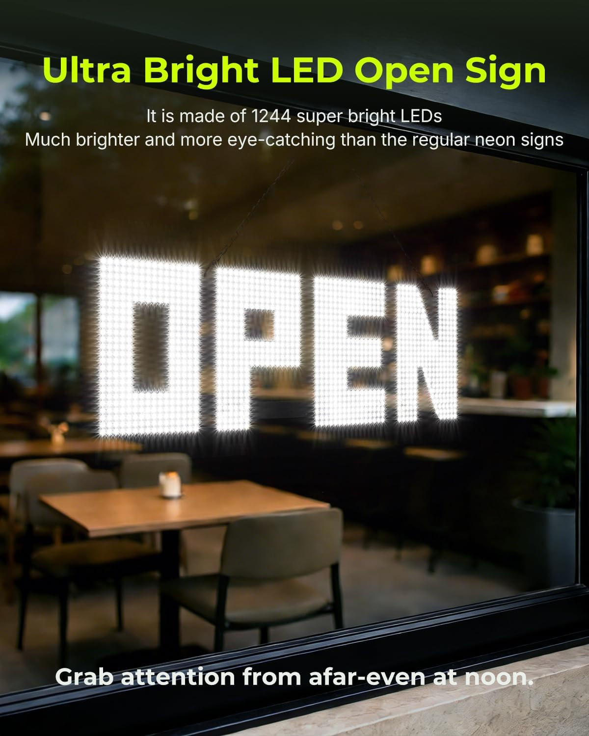36&Prime;X12&Prime; Bright Dimmable LED Open Sign for Storefronts, Bars & Cafes