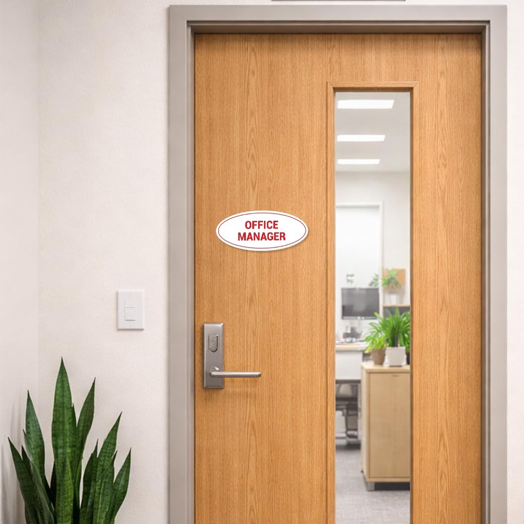 Medium Oval Office Manager Sign Brushed Gold Wall Door Plaque Signage
