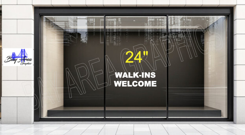 WALK-INS WELCOME Text Vinyl Lettering Storefront Window Decal Business Sign