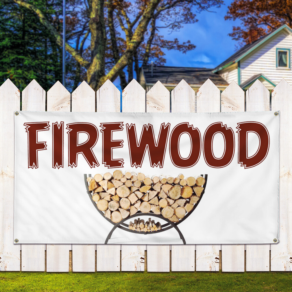 Vinyl Banner Sign Firewood #1 Style C Business Marketing Advertising White