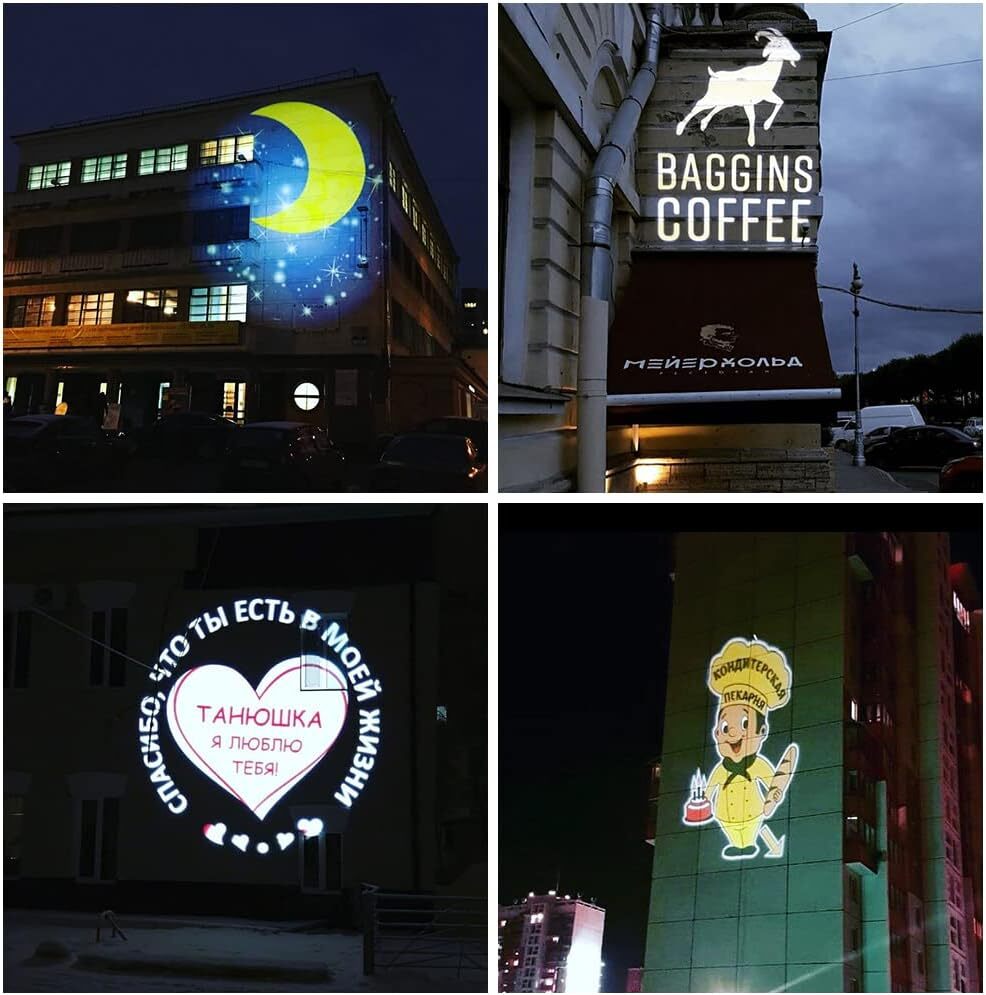 60W LED GOBO Projector IP65 In/Outdoor Customize Logo for Commercial Advertising