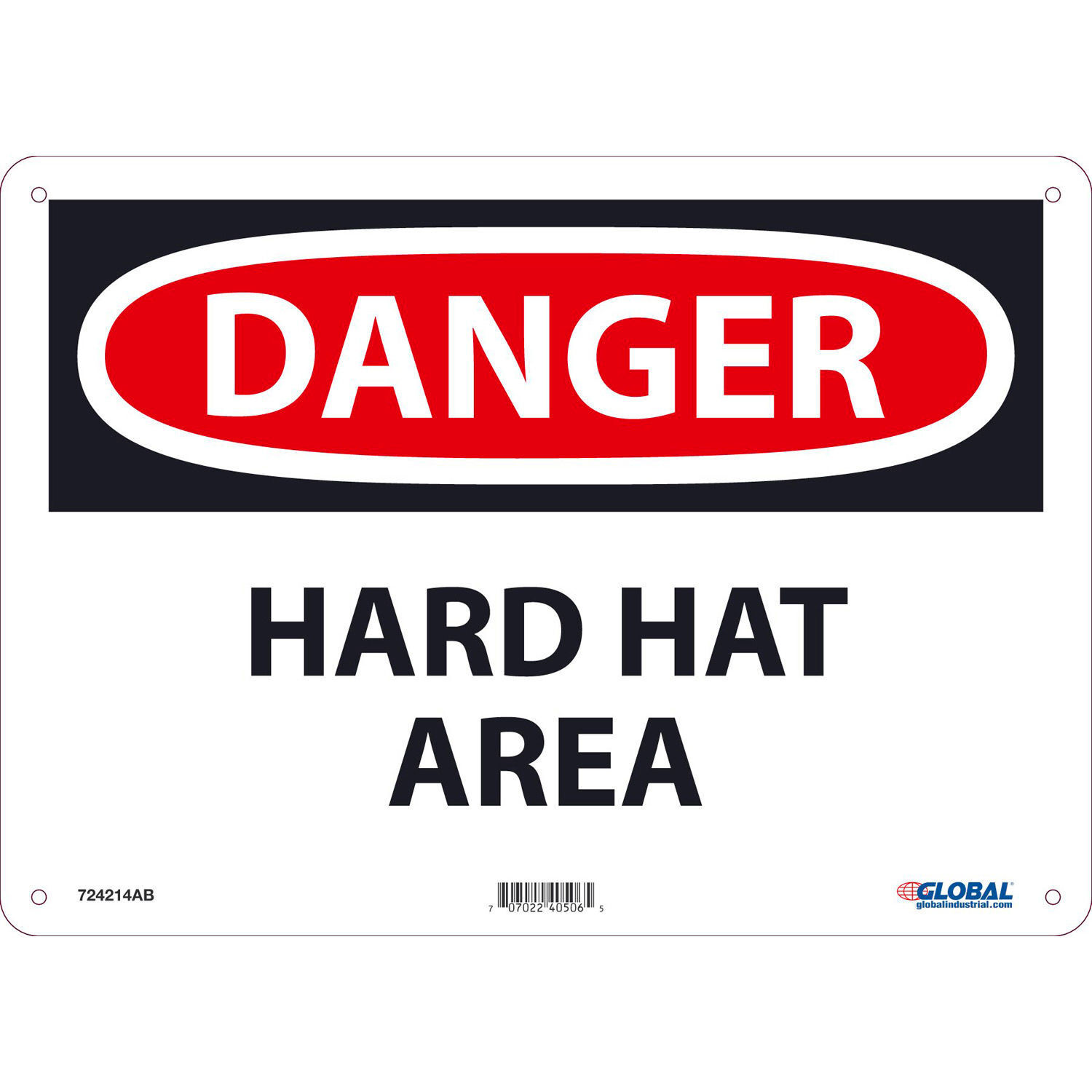 Global Industrial Danger Hard Hat Area 10×14 Aluminum