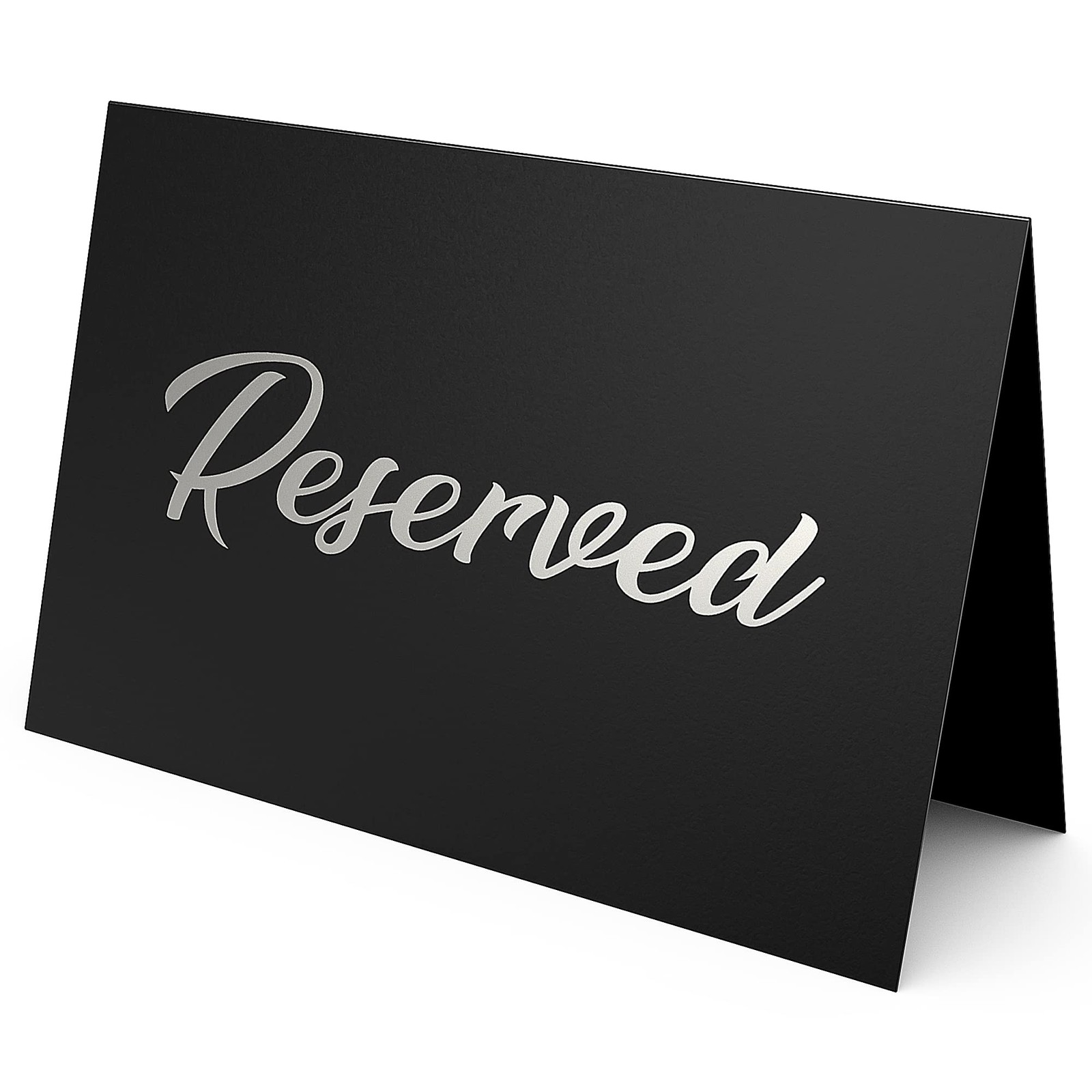 Black Reserved Table Signs Wedding 3×4 Cardstock Silver Foil Seating 10 PCS