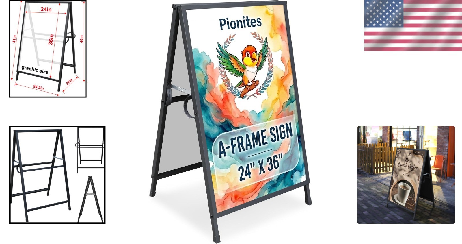 Versatile 24×36 Inch A Frame Sign Holder for Bar, Office, and Promotions