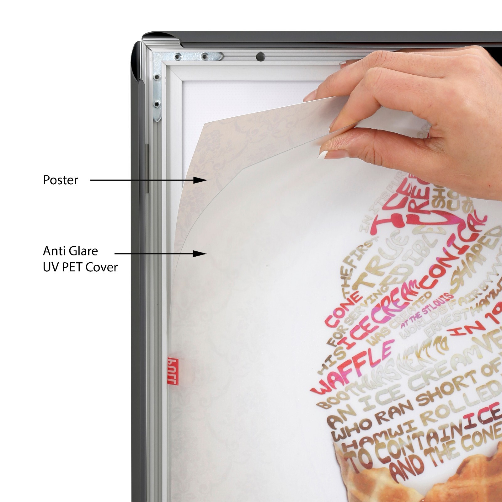 LED Backlit Poster Frame, Wall Mount Black/Silver Aluminum Photo/Sign Holder