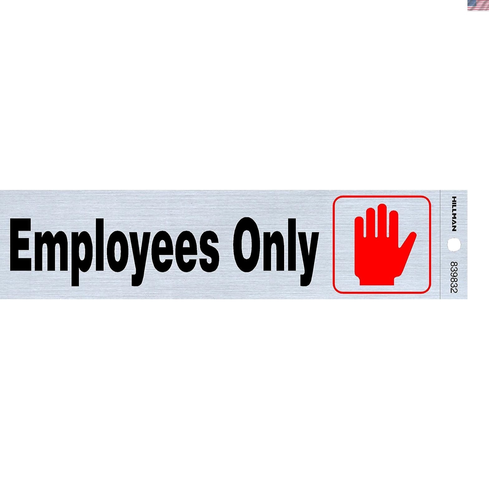 Secure Your Area: 2&Prime; x 8&Prime; Employees Only Self-Adhesive Sign with Fluorescent Ink