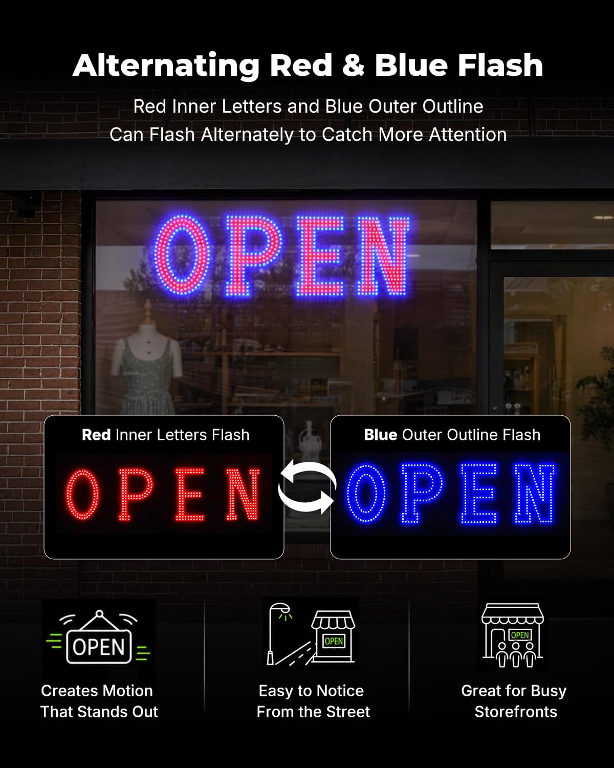 40&Prime; x 12&Prime; Red & Blue LED Display Business Sign with Timer Remote Control