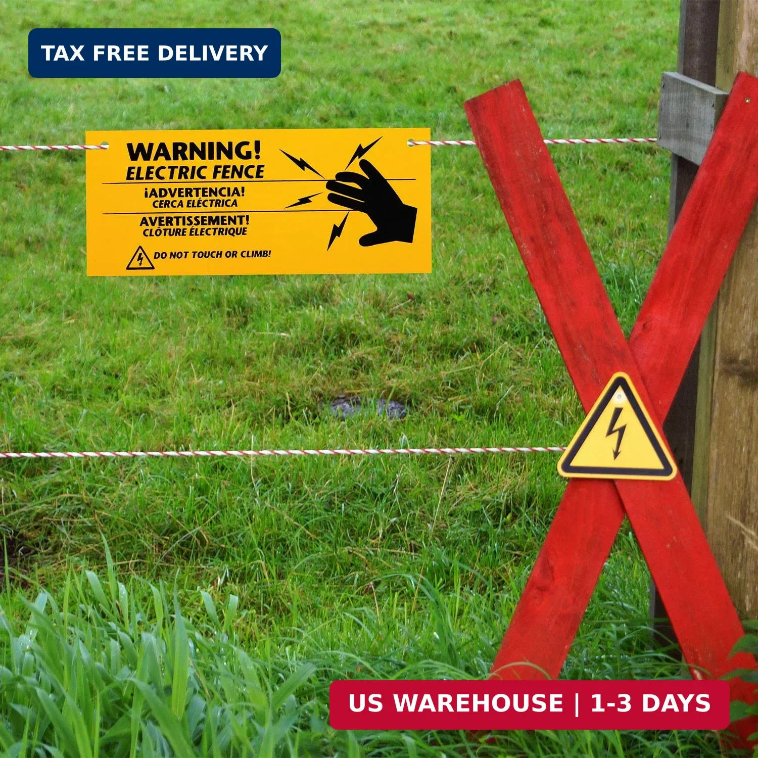 Blulu 8 Pieces Electric Fence Warning Signs 10 x 4 Inch Plastic Danger Electric