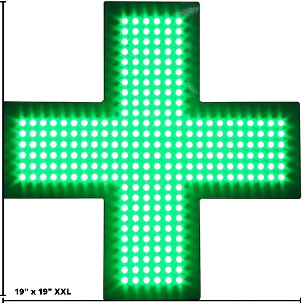 19&Prime; x19&Prime; Indoor Dispensary Green Medical Cross Window Display LED Sign 3 Mode