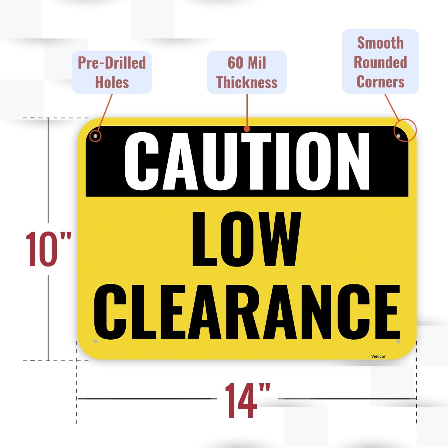 Low Clearance Sign Aluminum Caution Watch Your Head Warning Rust 14×10 Inch